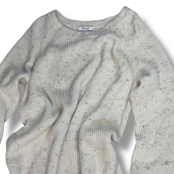 Madewell Donegal Sweater Dress Womens Sz XL Ivory Wool Blend Curved Hem Knit - Picture 4 of 10